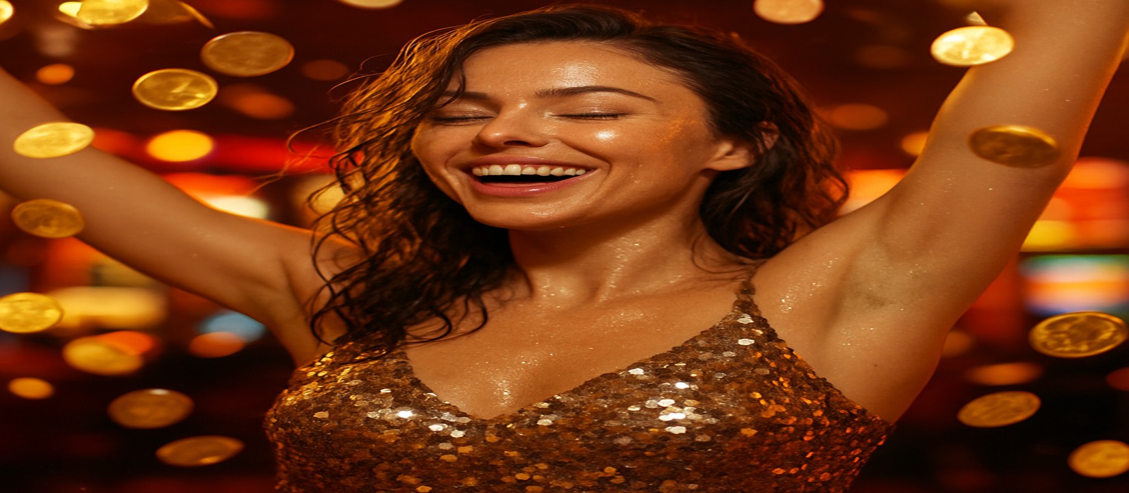 456bed প্ল্যাটফর্মে এভিয়েটর গেমে জয়লাভের আনন্দে উচ্ছ্বাসিত এক নারী, চারপাশে চকচকে স্বর্ণমুদ্রা ছড়িয়ে পড়েছে
