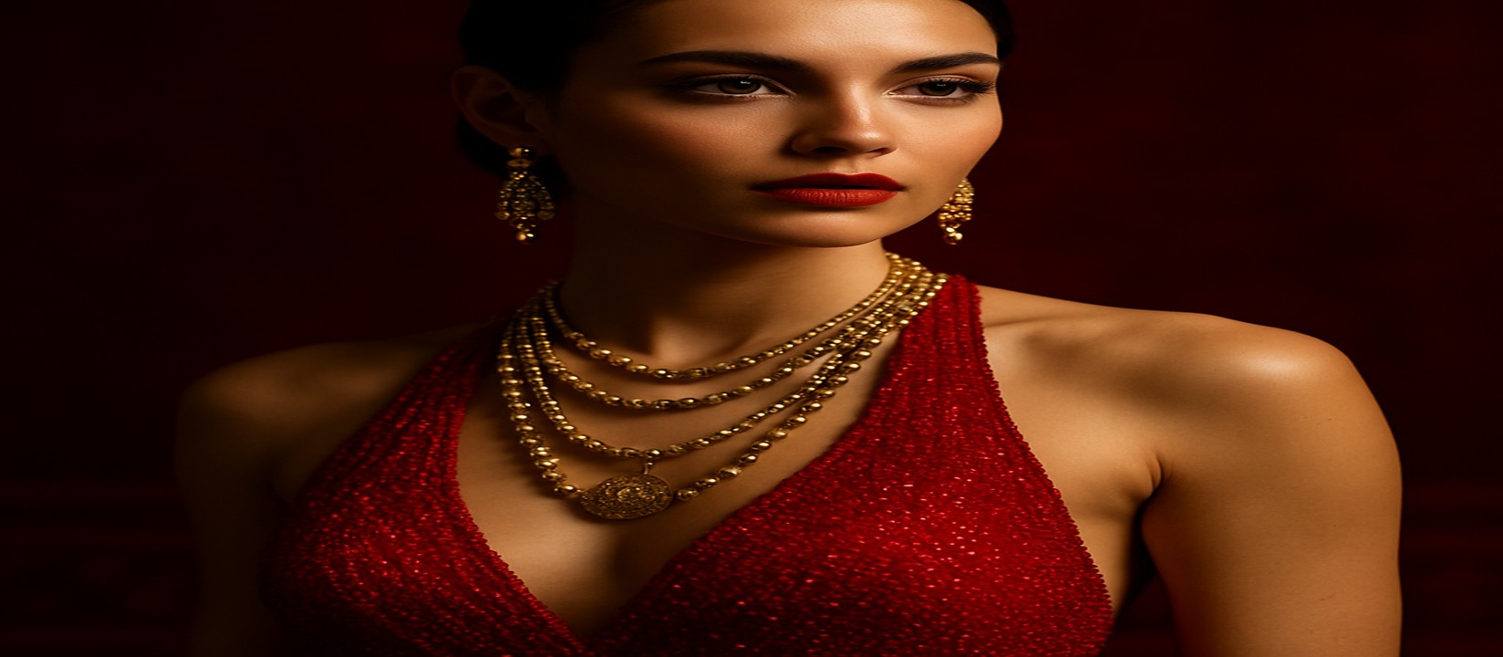 গেমিং প্ল্যাটফর্মে লাল পোশাকে সজ্জিত একজন নারী উপস্থাপিকা